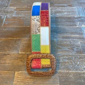 Vintage WCM New York Multi Patchwork Leather Reptile Skin Belt🖤